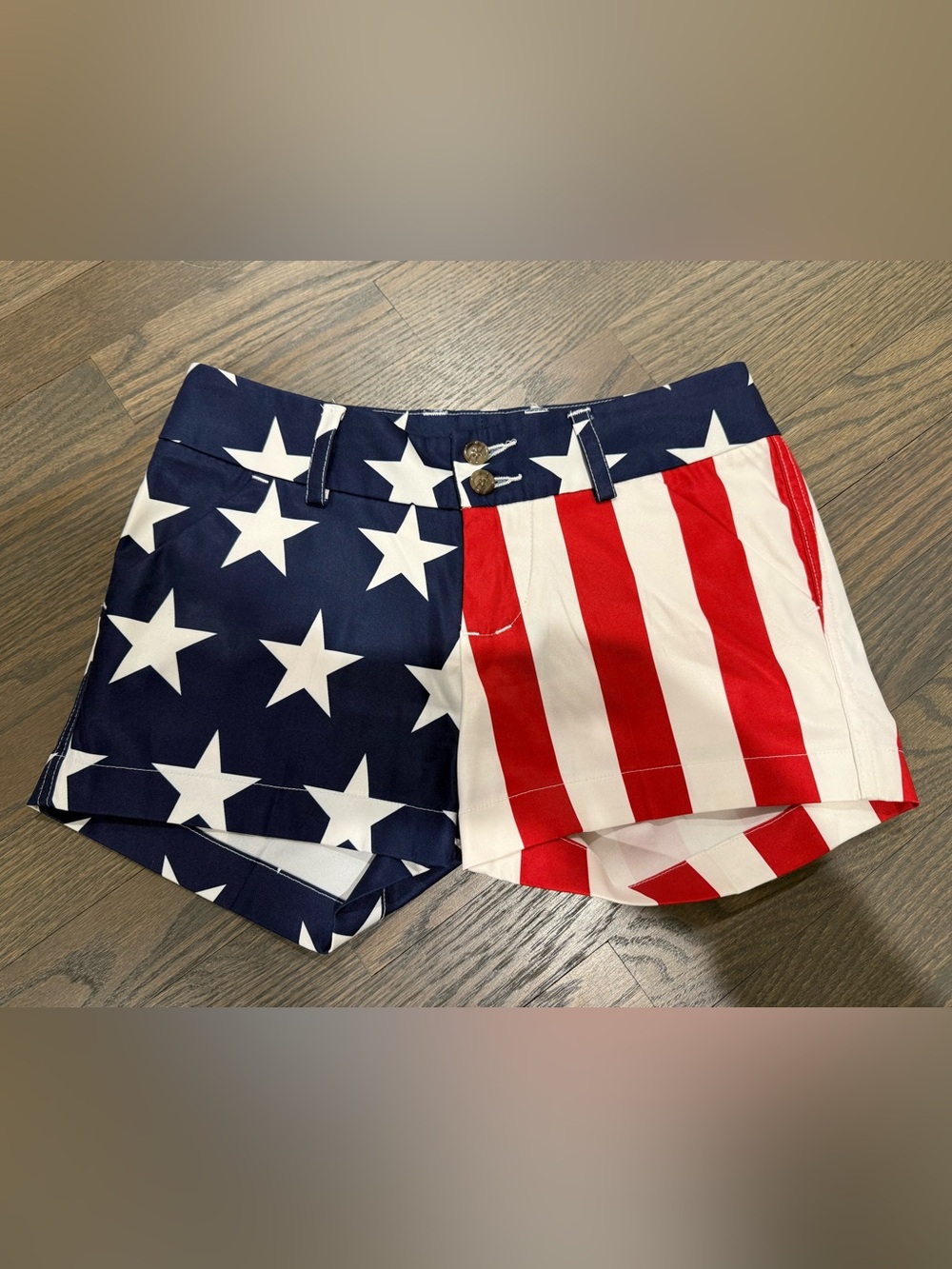Women's Flag Print Shorts - Red, White & Blue - Worn Once!